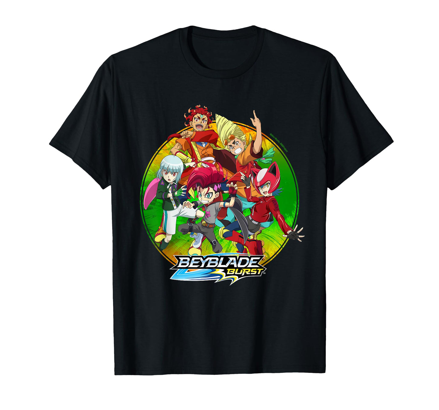 Hasbro BEYBLADE BURST QUADDRIVE Unisex-Kids Black Cotton 60% Polyester 40% Classic Fit Collarless Crew Neck Short Sleeve T-Shirt