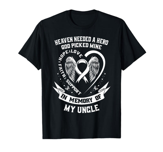 I Wear White In Memory of My Uncle Lung Cancer Awareness T-Shirt