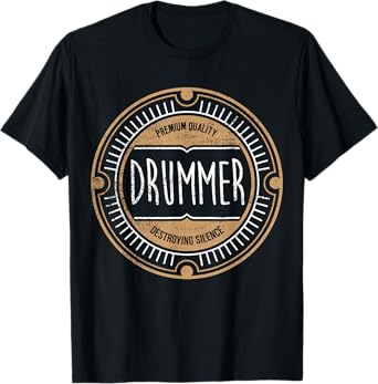 Drummer Gifts For Men & Women Vintage Modern Drummer T-Shirt Black Unisex Kids Girls Small Classic Fit Short Sleeve Cotton 60% Polyester 40% Vintage Drumming Design 100% Cotton Comfort