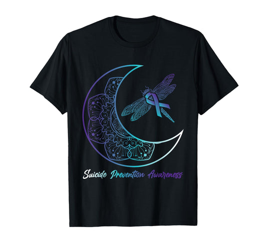 Suicide Depression Moon Dragonfly Prevention Awareness T-Shirt