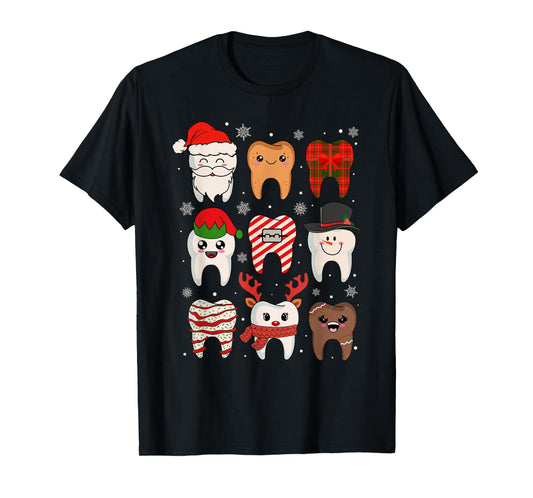 Funny Dental Christmas Teeth Cute Xmas Dentist Squad Crew T-Shirt