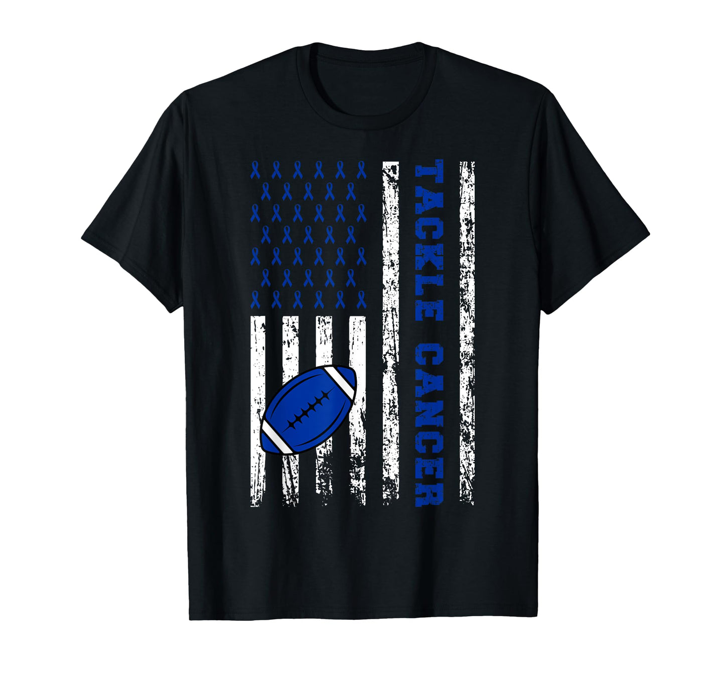 Tackle Football Dark Blue Ribbon Colon Cancer Awareness Kid T-Shirt