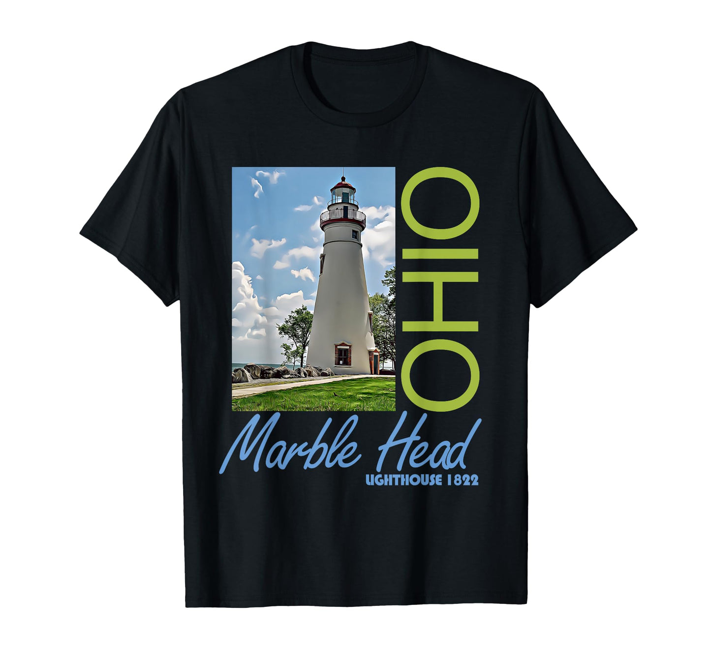 Marble Head Lighthouse Ohio 1822 Design T-Shirt