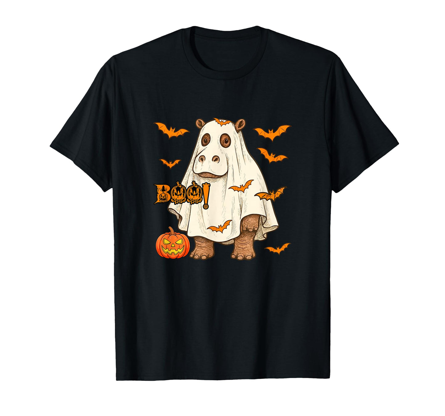 Boo Halloween Hippo Cosplay Ghost Costume Animal Lover T-Shirt