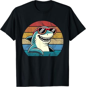 Cool Retro Shark in Sunglasses 70s 80s 90s Funny Shark T-Shirt