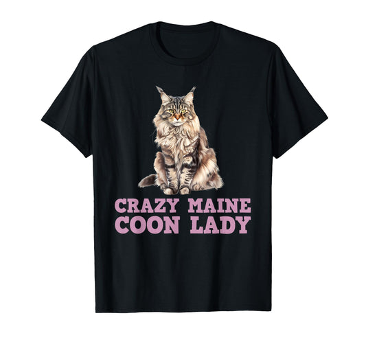 Maine Coon Mama CRAZY MAINE COON LADY Funny Women T-Shirt