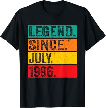 Legend Since July 1996 29th Birthday 29 Years Old Vintage T-Shirt