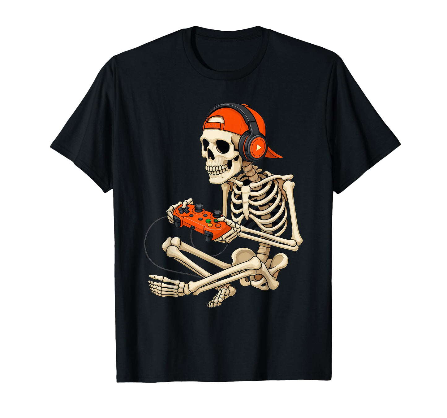 Halloween Skeleton Gamer Video Gaming Boys Men Kids Tees T-Shirt
