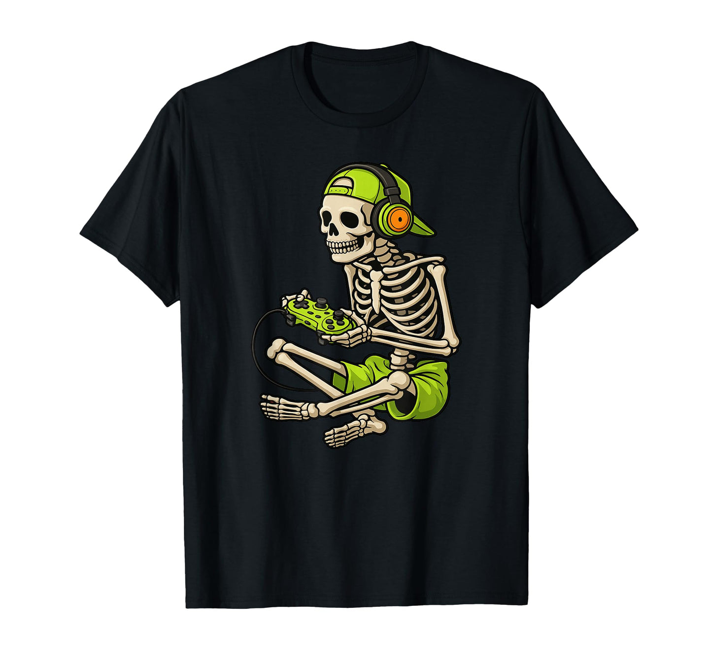 Halloween Skeleton Gamer Video Gaming Boys Men Kids T-Shirt