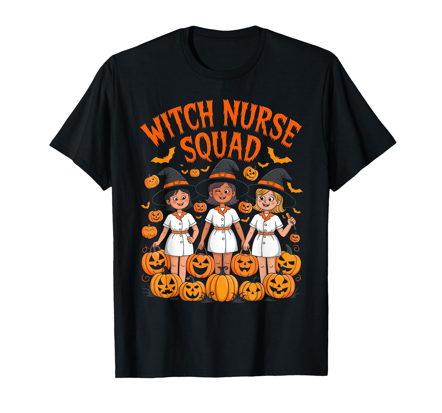 Witch Nurse Squad Funny Nurses Witches Pumpkins T-Shirt