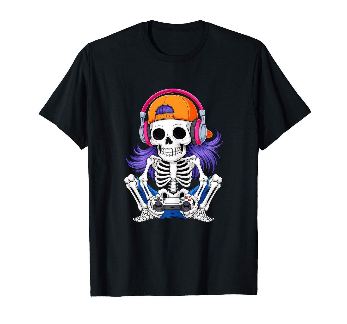 Funny Girls Halloween Skeleton Gamer Video Gaming Girl Women T-Shirt