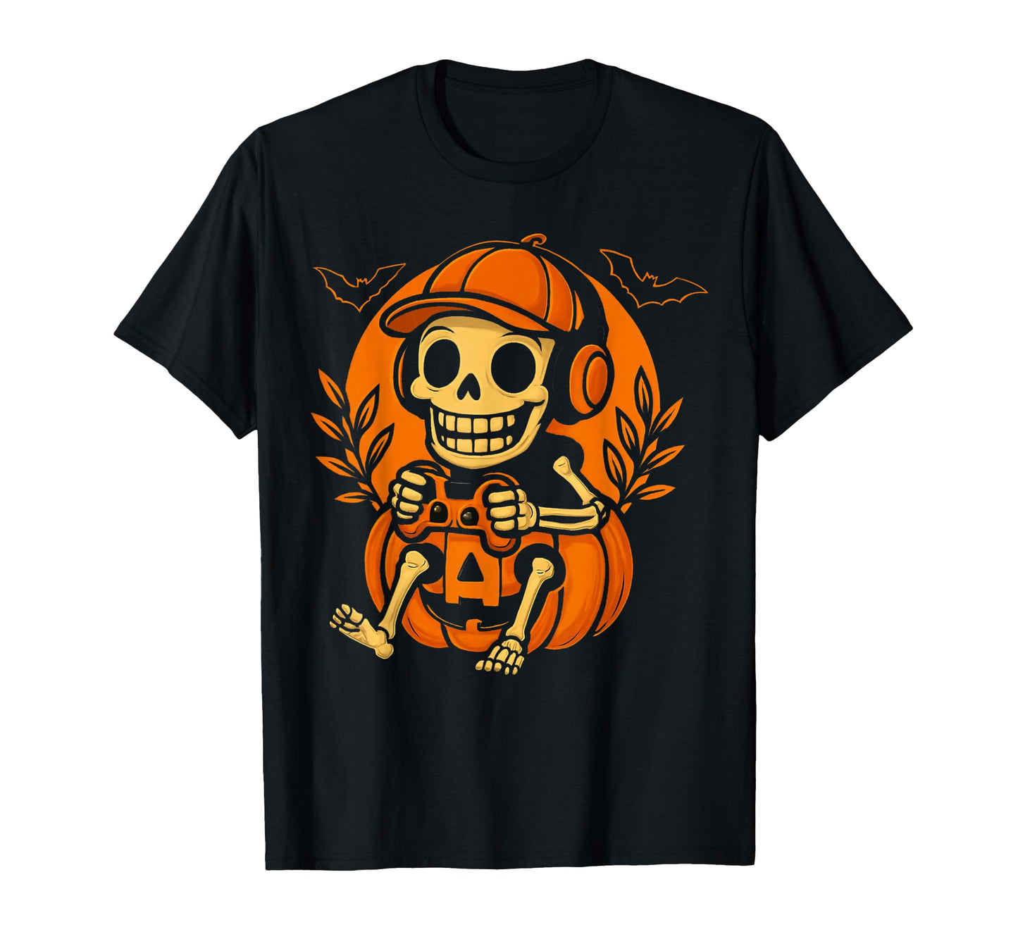 Halloween Skeleton Gamer, Halloween Party Pumpkin. T-Shirt