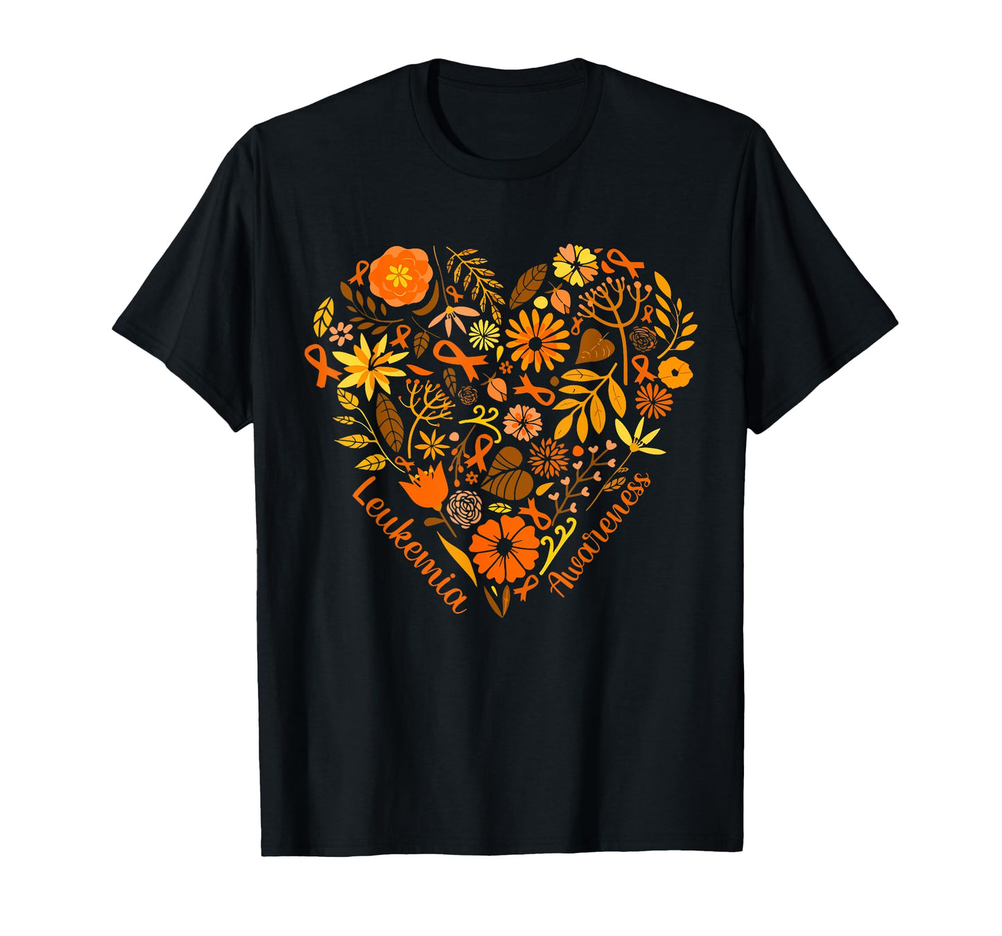 Wildflower Orange Ribbon Leukemia Awareness Childhood Cancer T-Shirt
