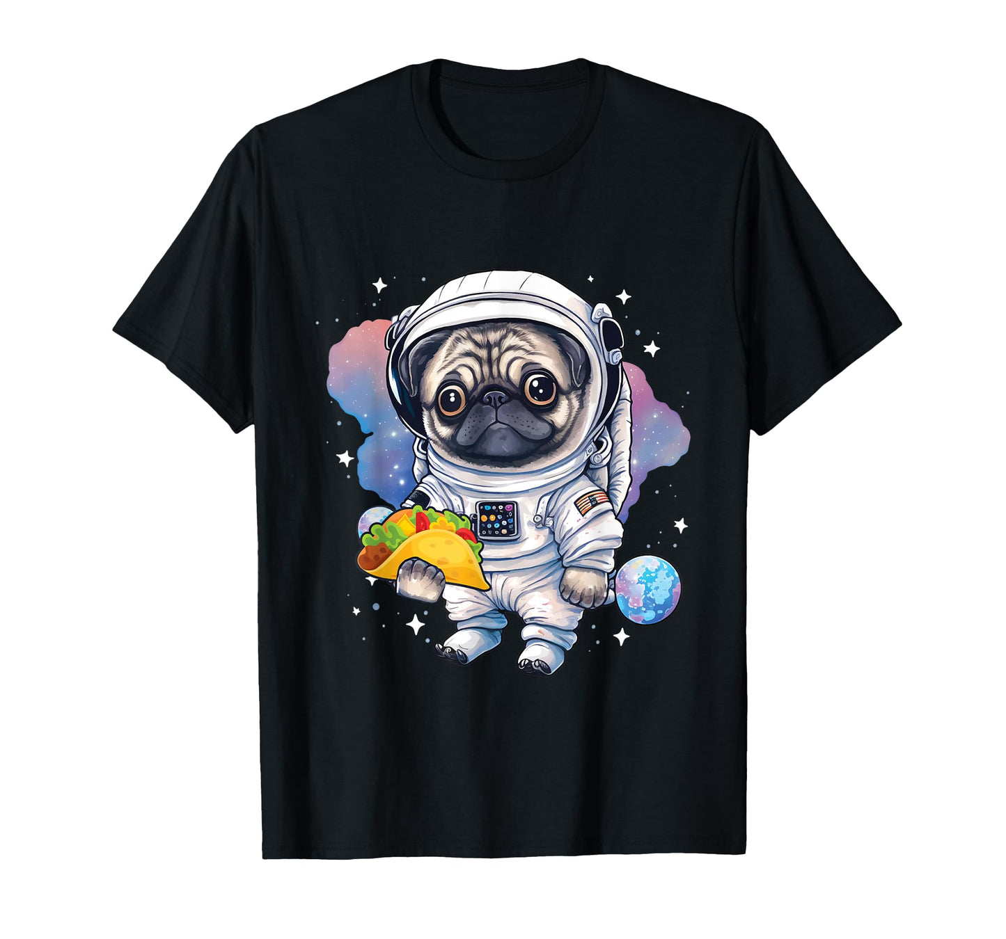 Astronaut Pug - Taco Lover Dog Owner Puppy Pet Trainer T-Shirt for Men Women Girls Kids
