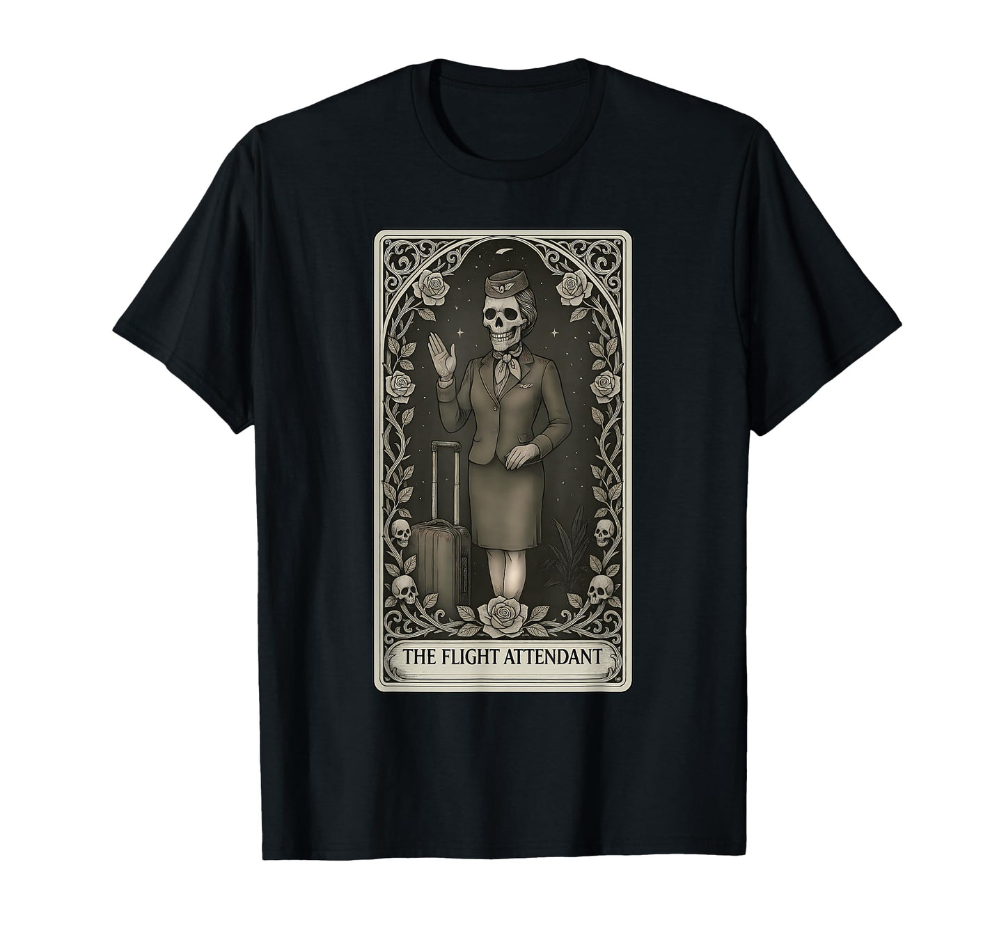 The Flight Attendant Skeleton Tarot Card T-Shirt