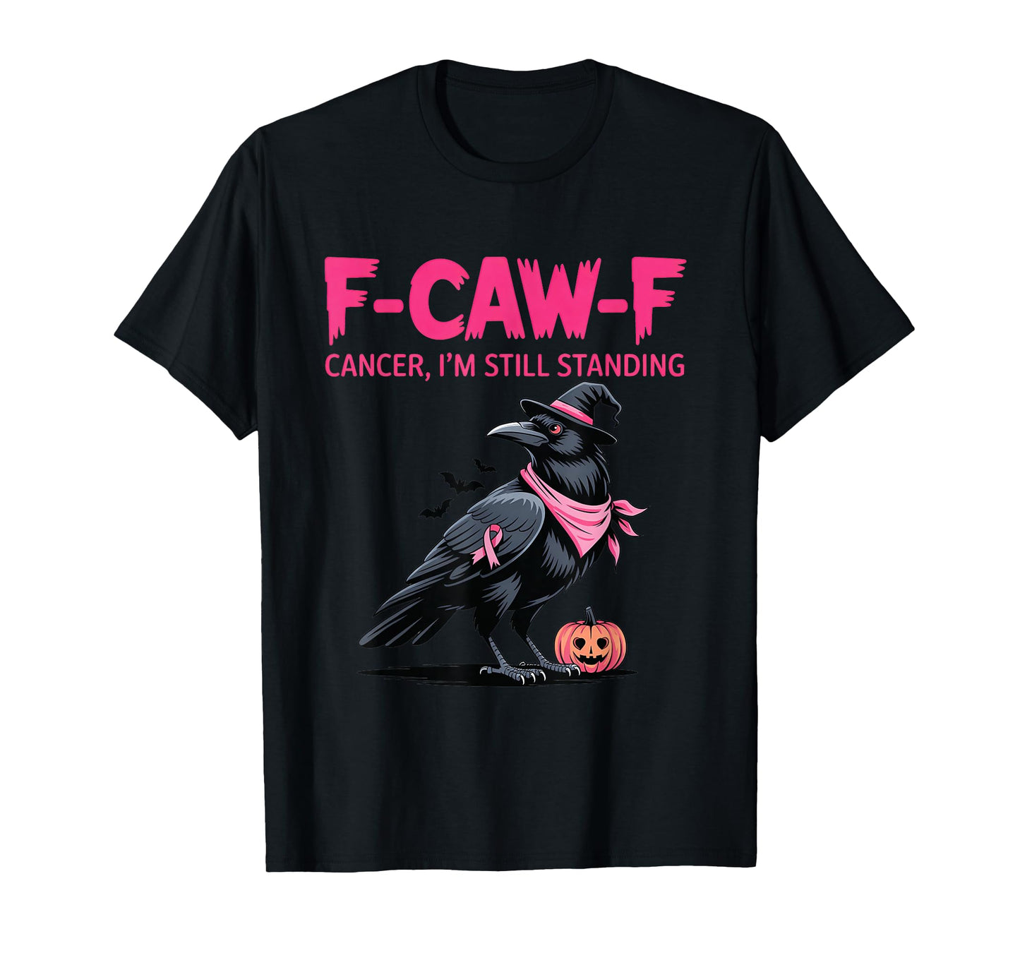 F-CAW-F Breast Cancer Awareness Spooky Halloween Crow T-Shirt
