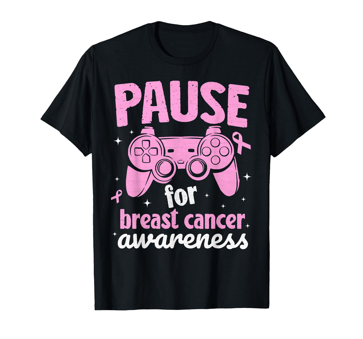Pause For Breast Cancer Awareness Boys Gaming Kids Gamer T-Shirt