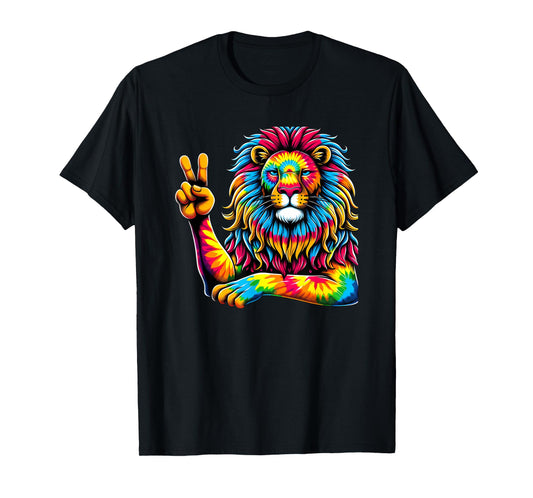 Peace Sign Tie Dye Lion T-Shirt