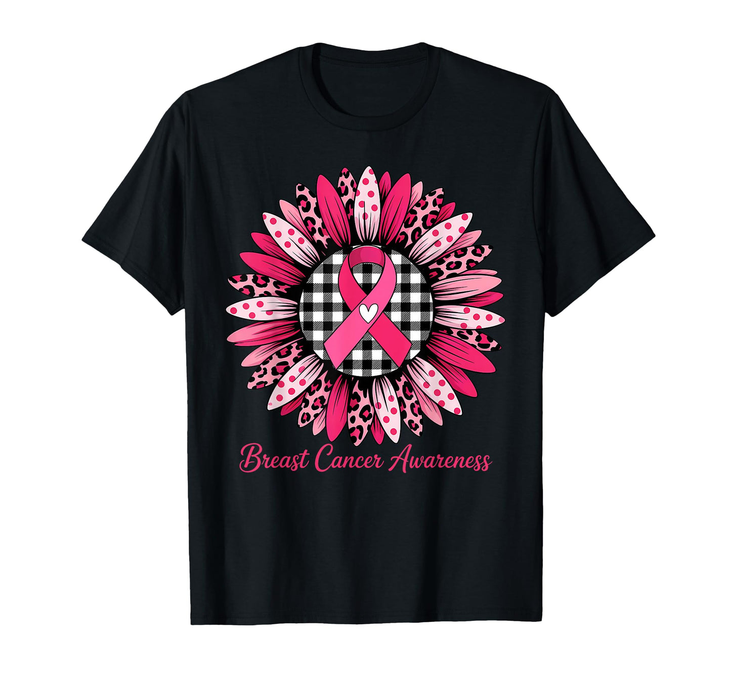 Sunflower Motivational Support Squad Breast Cancer Awareness T-Shirt