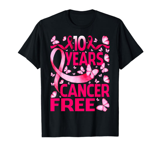 10 Years Breast Cancer Free Survivor Butterfly T-Shirt