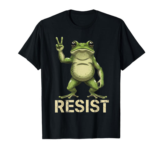 Realistic Frog Resist Protest Peace Sign Funny Activism T-Shirt