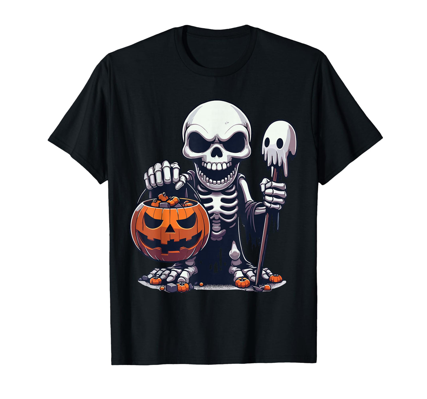 Scary Halloween Skeleton Ghost Spooky Candy Bag T-Shirt