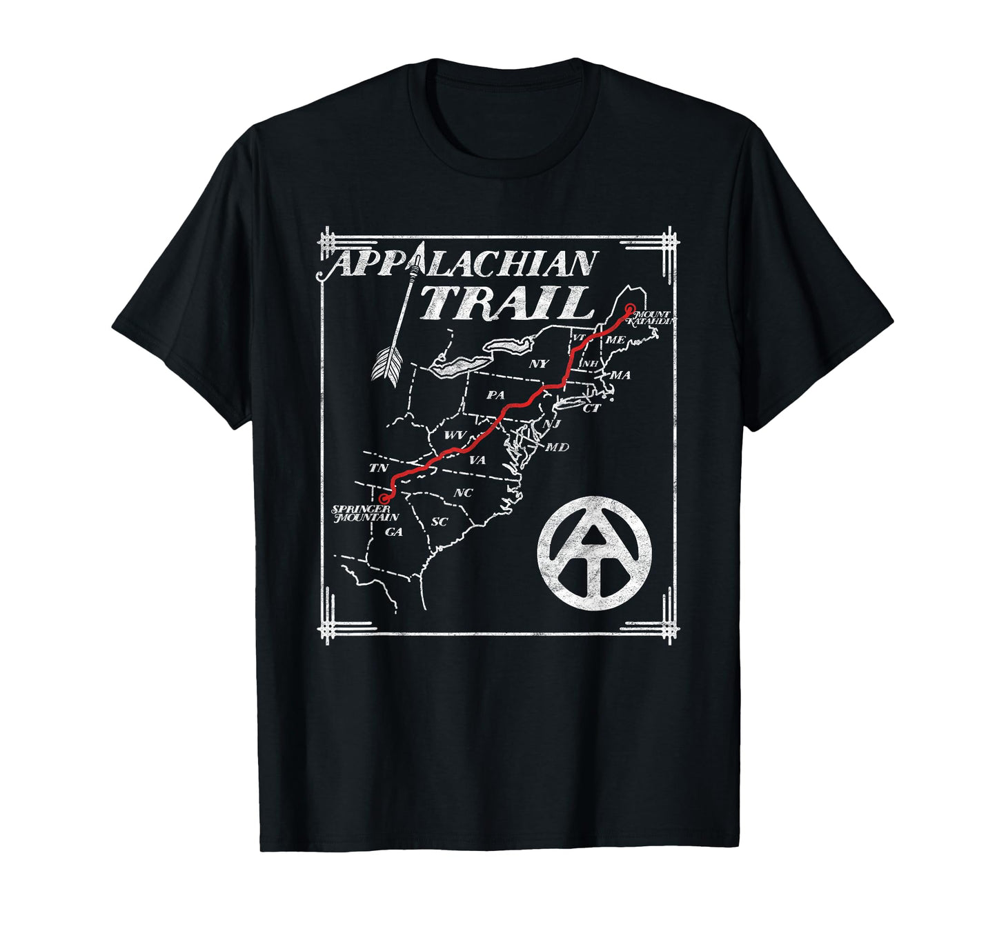 Appalachian Trail Map Retro Vintage States Design T-Shirt