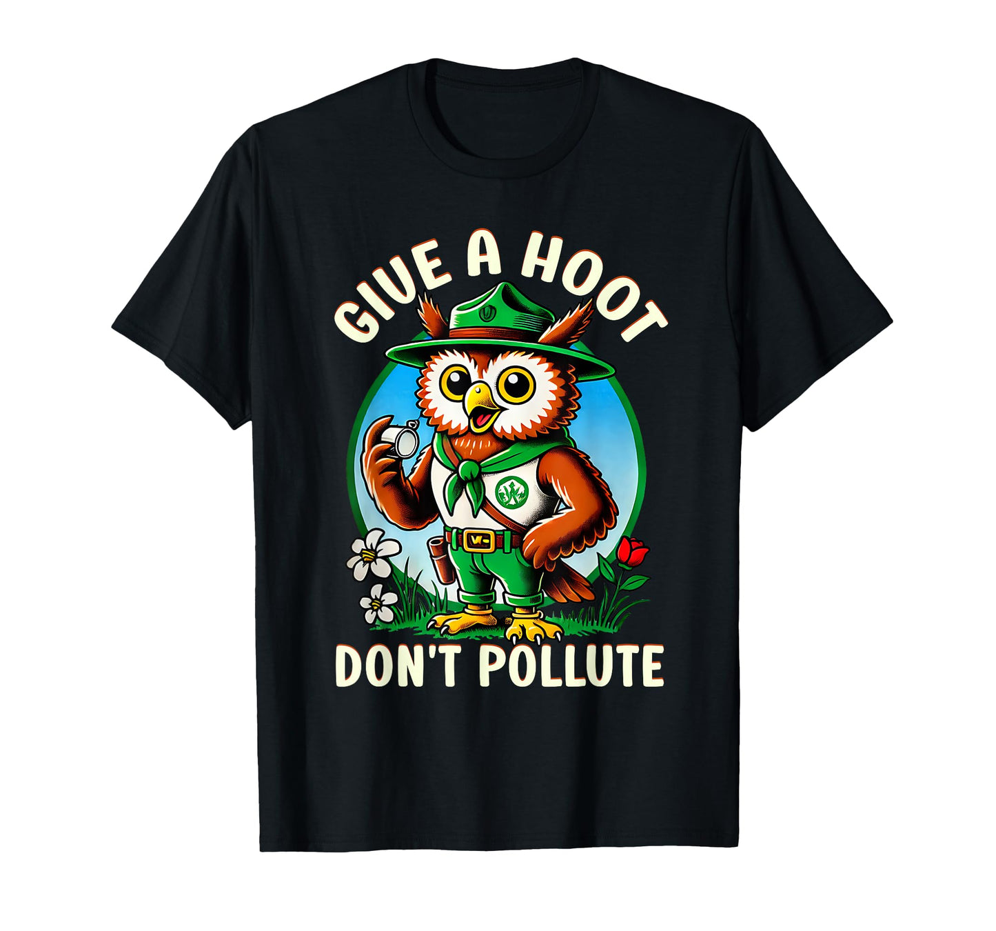 Give A Hoot Don’t Pollute Retro Vintage Owl T-Shirt