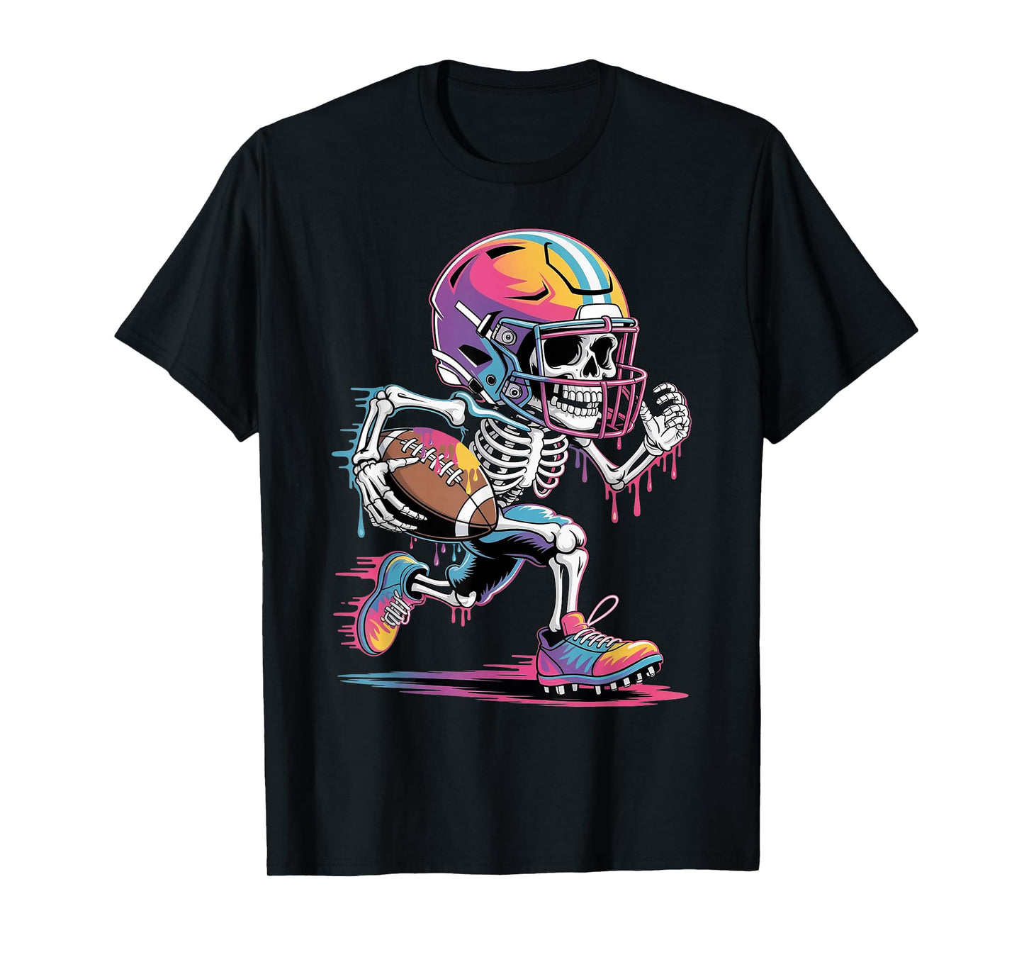 Halloween Skeleton Football Drip Dripping Boys Youth Kids T-Shirt
