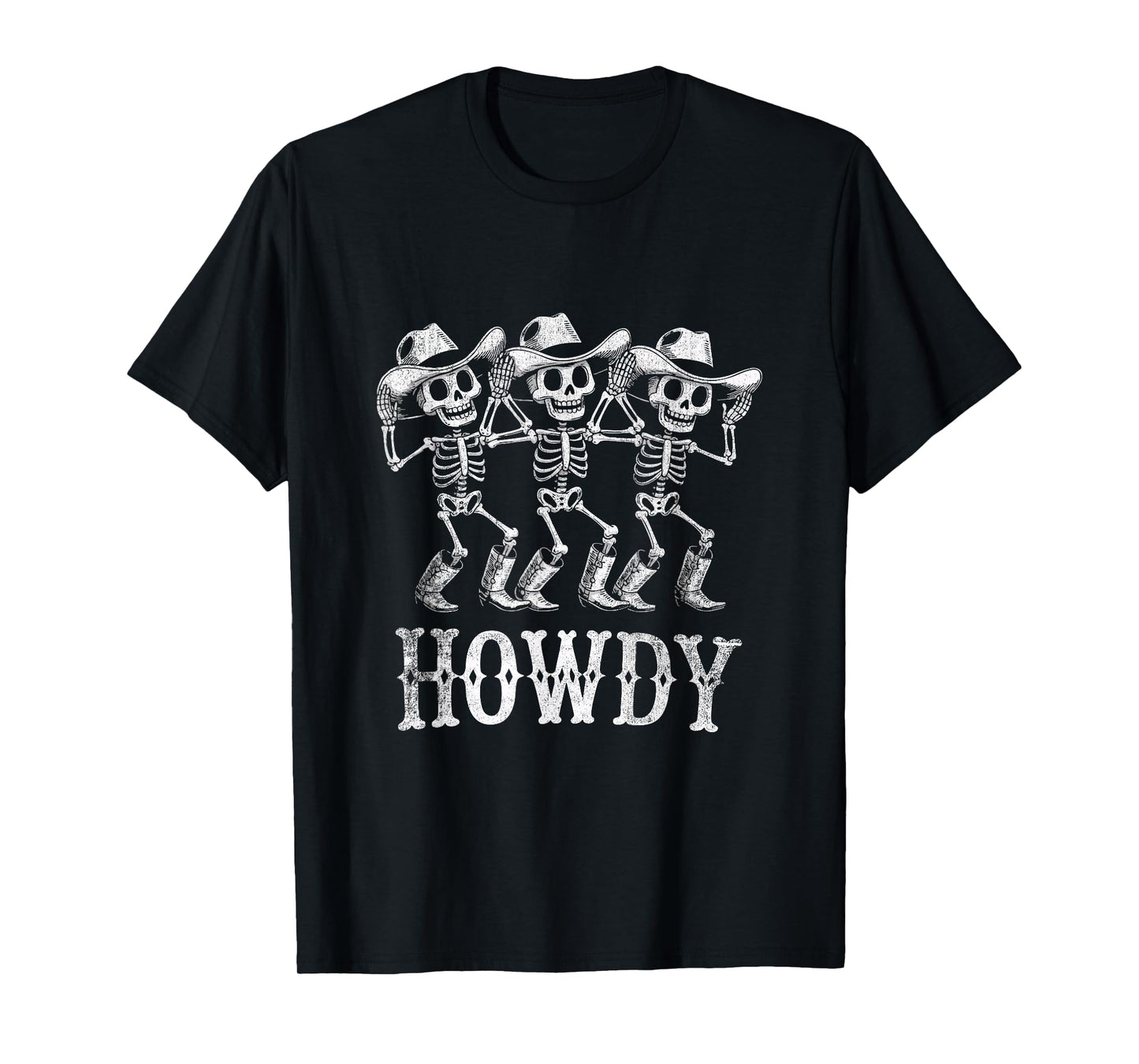 Retro Dancing Cowboy Skeletons Halloween Style T-Shirt
