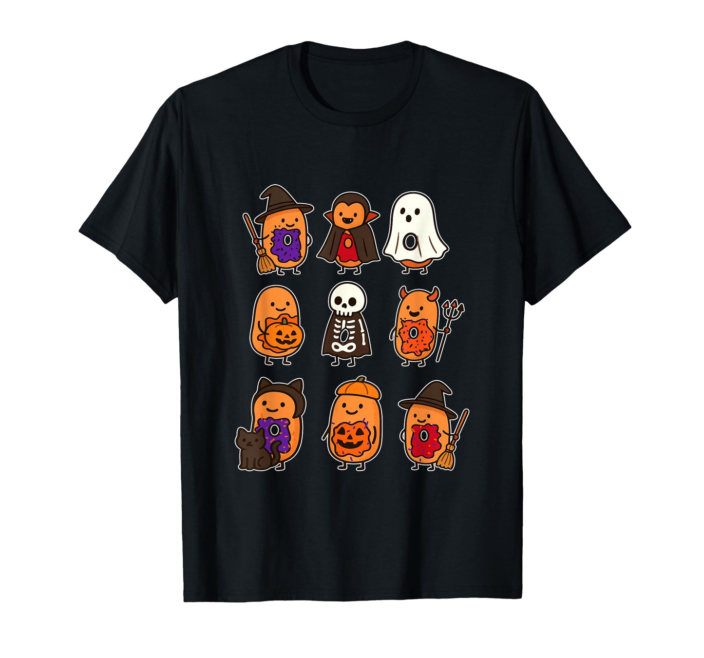 Group Donuts Cosplay Witch Boo Ghosts Halloween Food T-Shirt