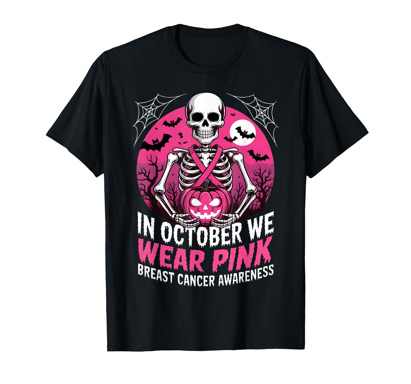 in October We Wear Pink Shirt Ghost Breast Cancer Awareness T-Shirt