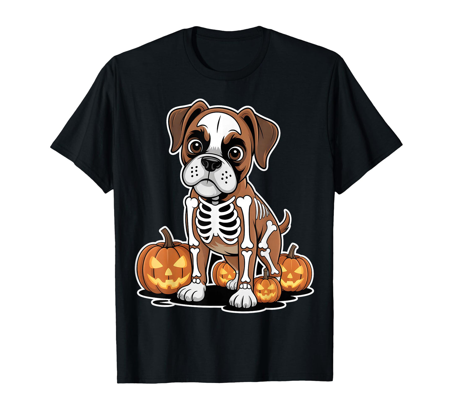 Boxer Dog Skeleton Halloween T-Shirt
