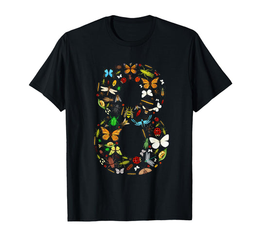 8 Years Old Eight Bug 8th Birthday Bugs Insects Boy Girl T-Shirt