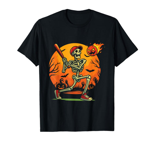 Baseball Skeleton Halloween Player Costume Tee T-Shirt