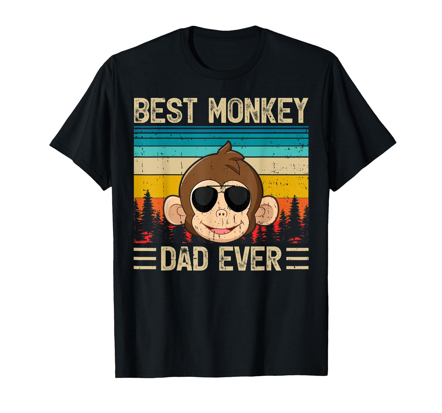 Mens Monkey Vintage Funny Best Monkey Dad Ever Father's Day T-Shirt
