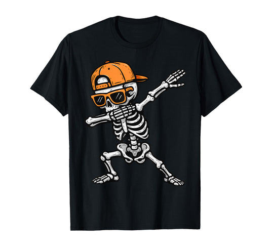 Dabbing Skeleton Halloween Dab Trick Or Treat Boys Men Kids T-Shirt