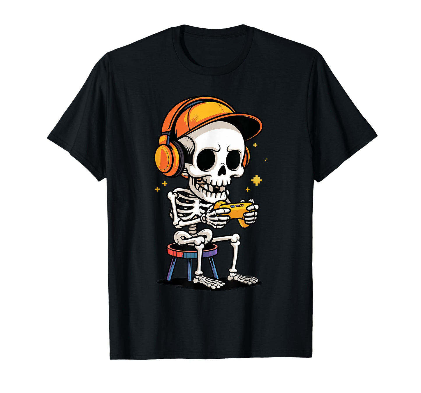 Funny Skeleton Gamer Halloween Playing Video Games Toddler T-Shirt
