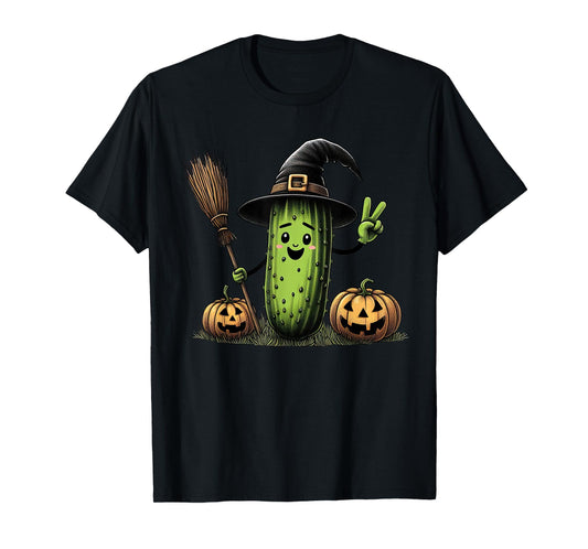 Funny Pickle Witch Pumpkin Halloween Mens Womens Kids T-Shirt