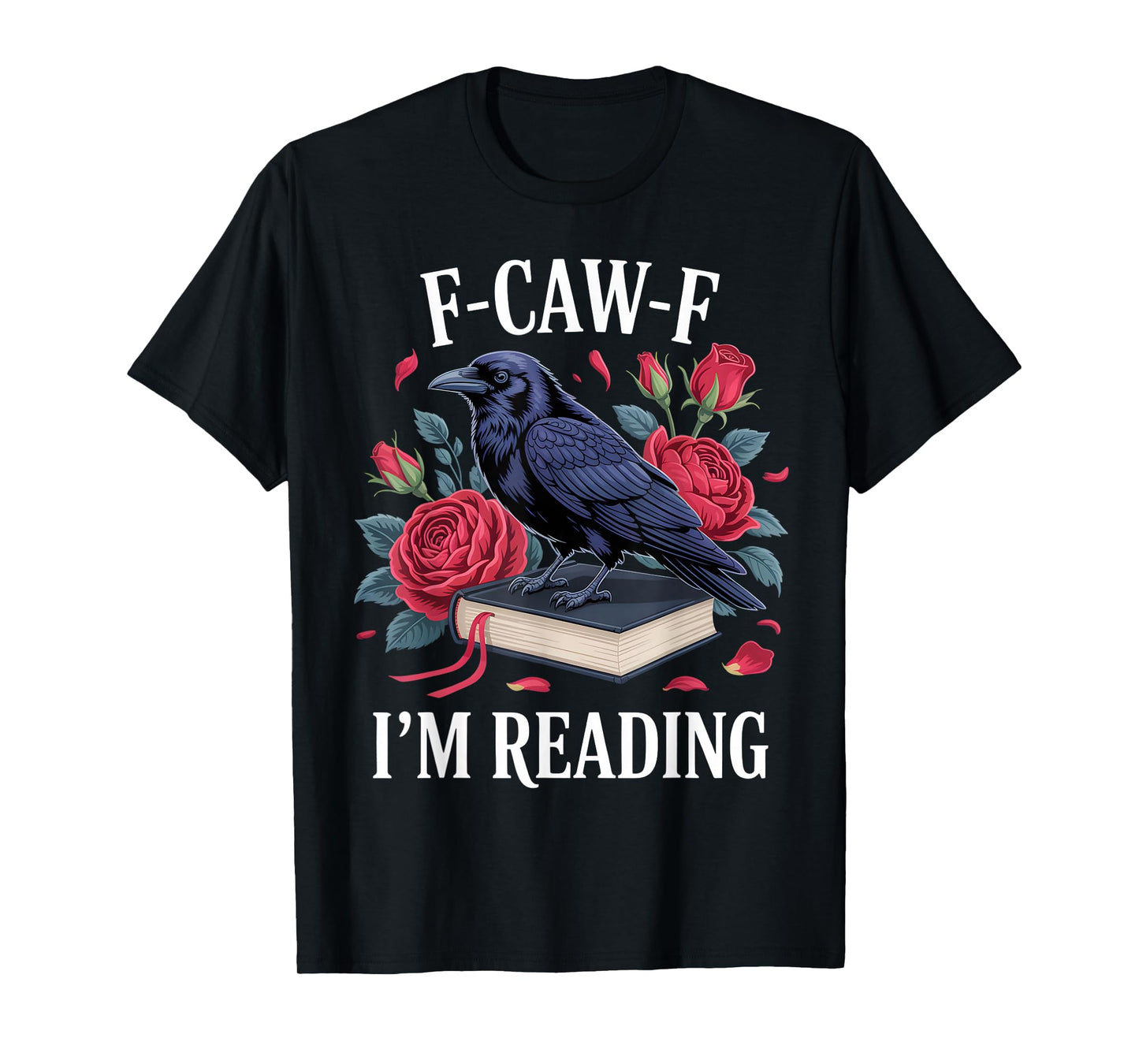 F-Caw-F Reading Gothic Black Bird Rose Book Outfit (2Side) T-Shirt
