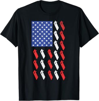 Cornhole Player Toss Bean Bag Game Men Women American Flag T-Shirt