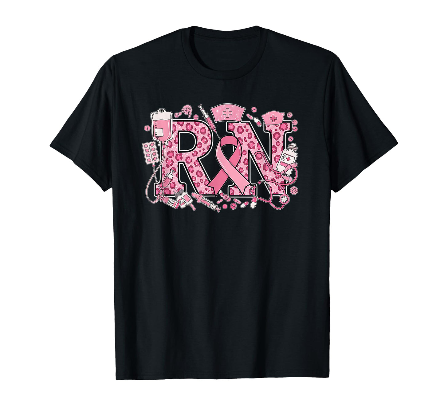 Nurse Scrub Life in October We Wear Pink Breast Cancer Fall T-Shirt