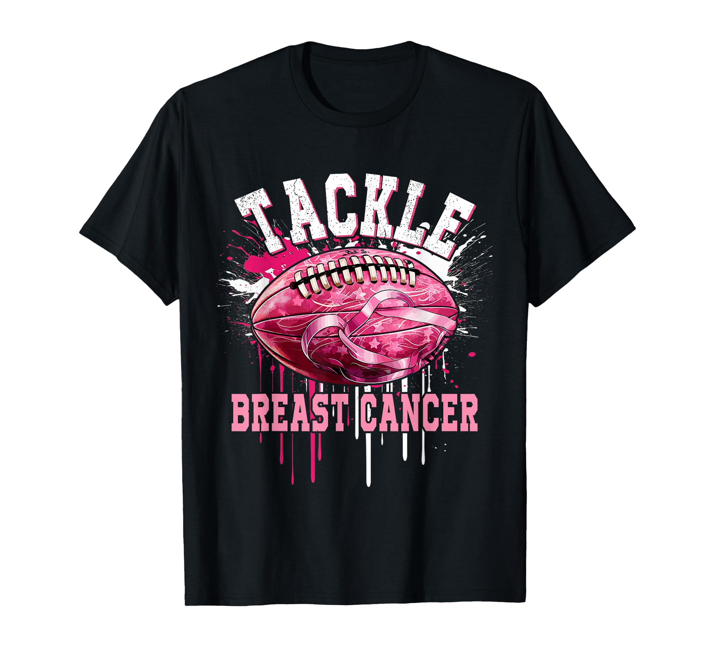 Tackle Football Pink Ribbon Breast Cancer Awareness Boys Kid T-Shirt