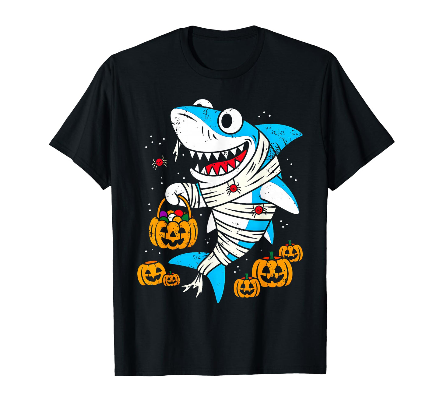 Mom Mummy Shark Pumpkin Spider Treats Funny Fish Halloween T-Shirt