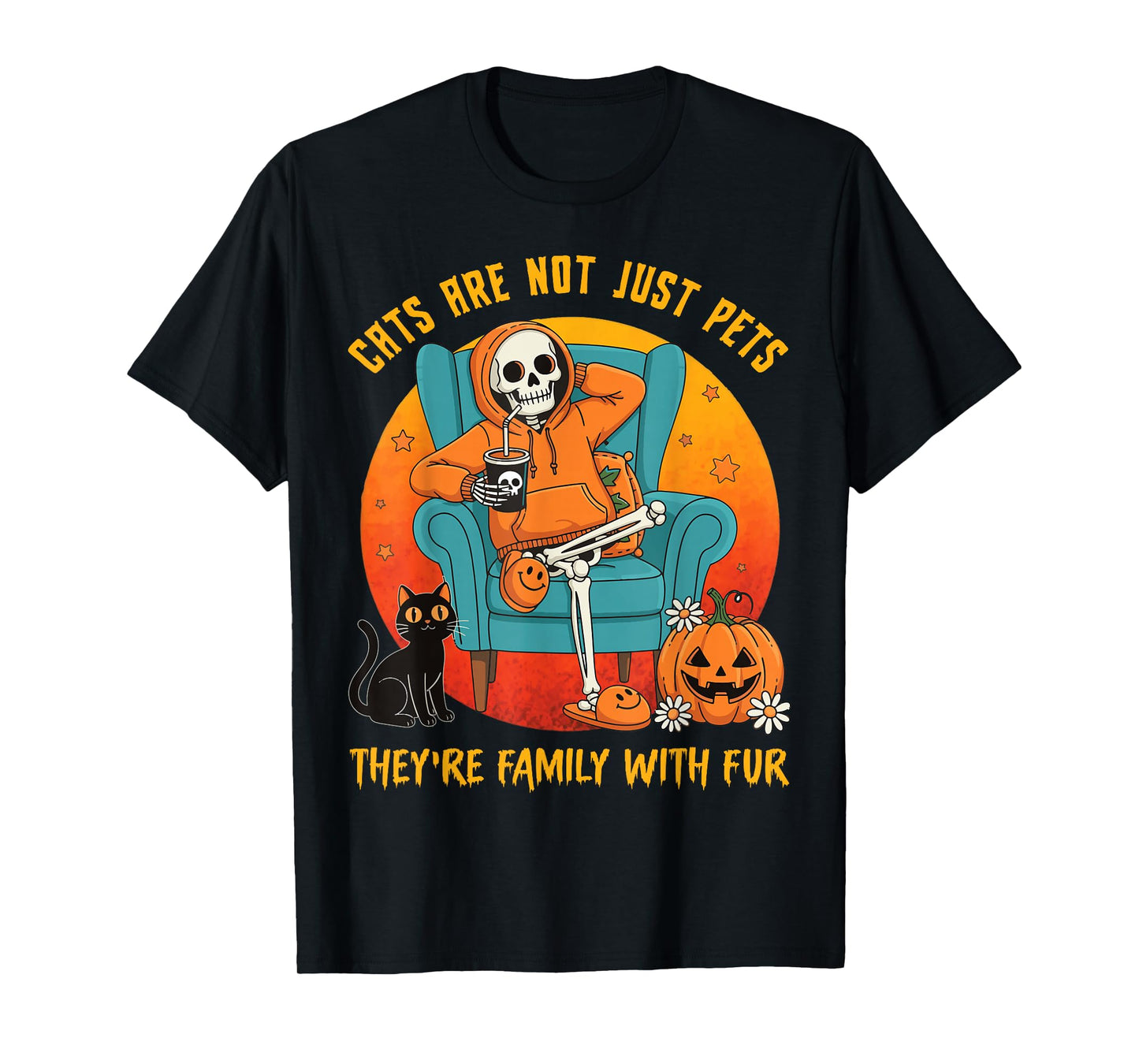 Funny Cat Lovers Skeleton Halloween Pet Cute Kitten Owner T-Shirt
