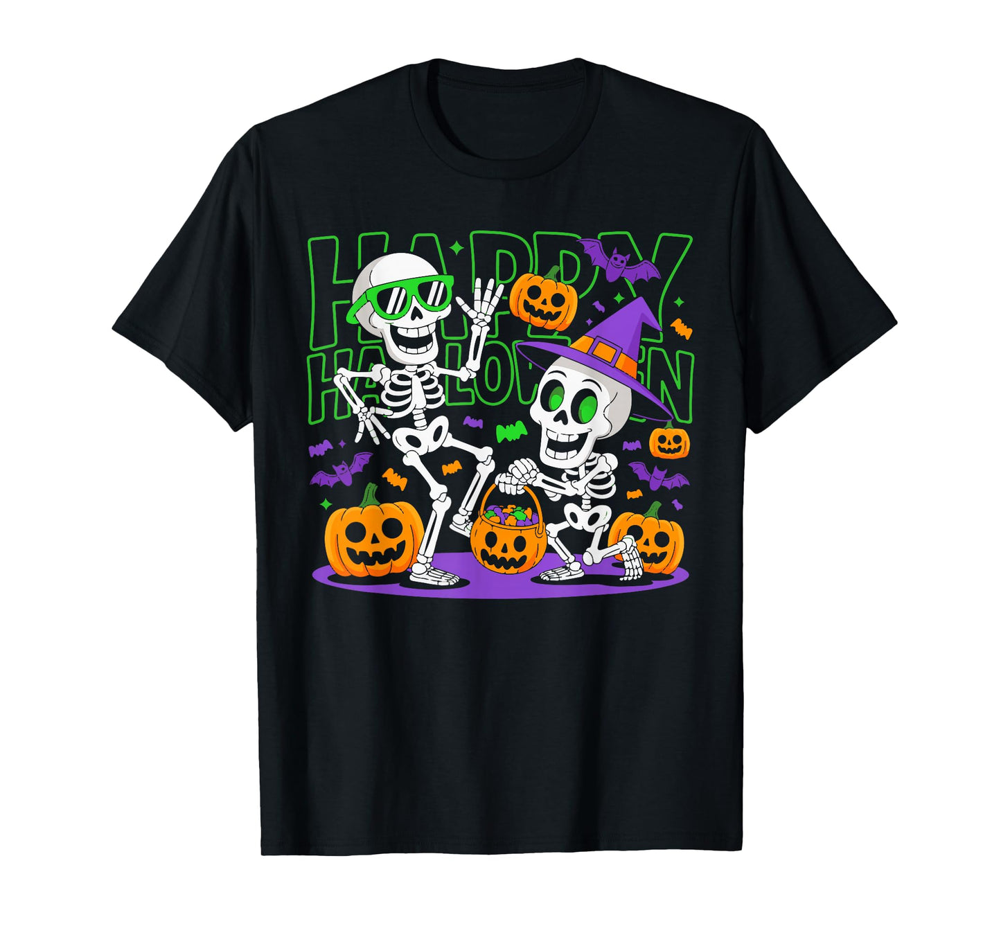 Halloween Party Skeletons Haunted Fun Graphic for Men Women T-Shirt
