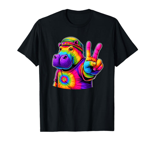 Peace Sign Tie Dye Hippo T-Shirt