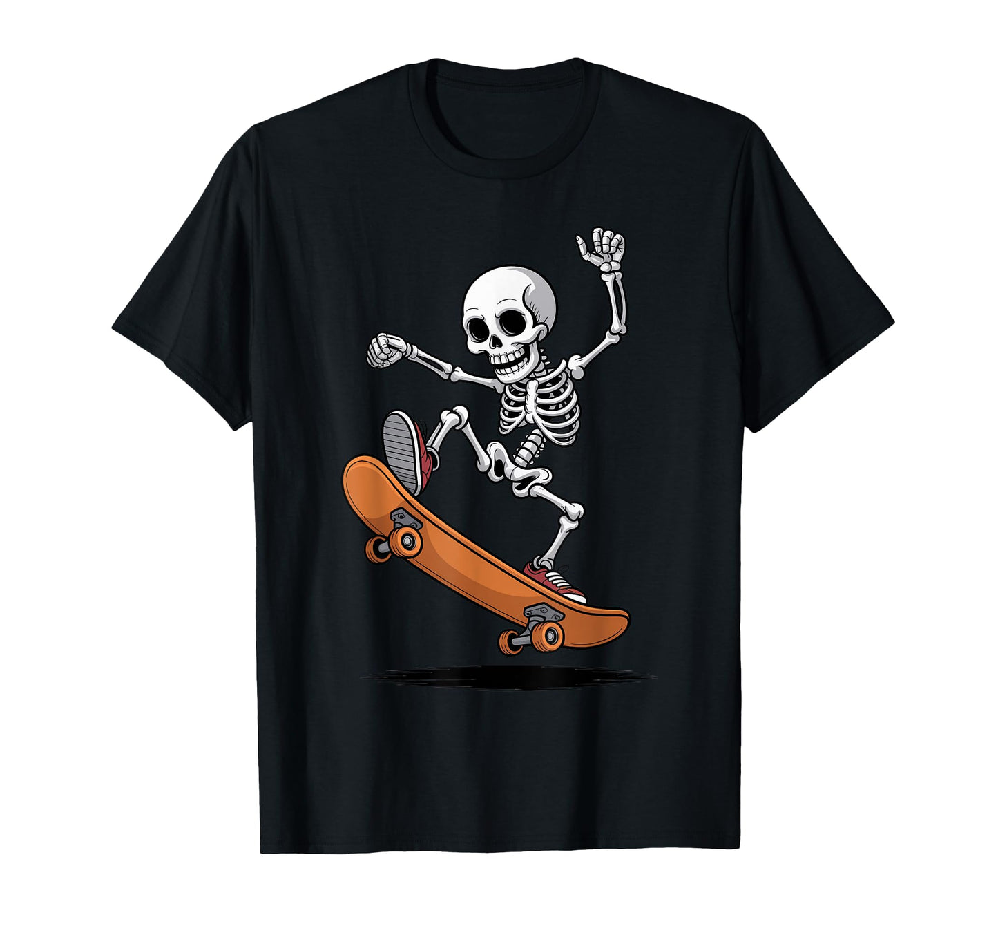 Skeleton Skateboarding Kids Halloween Costume Trick or Treat T-Shirt