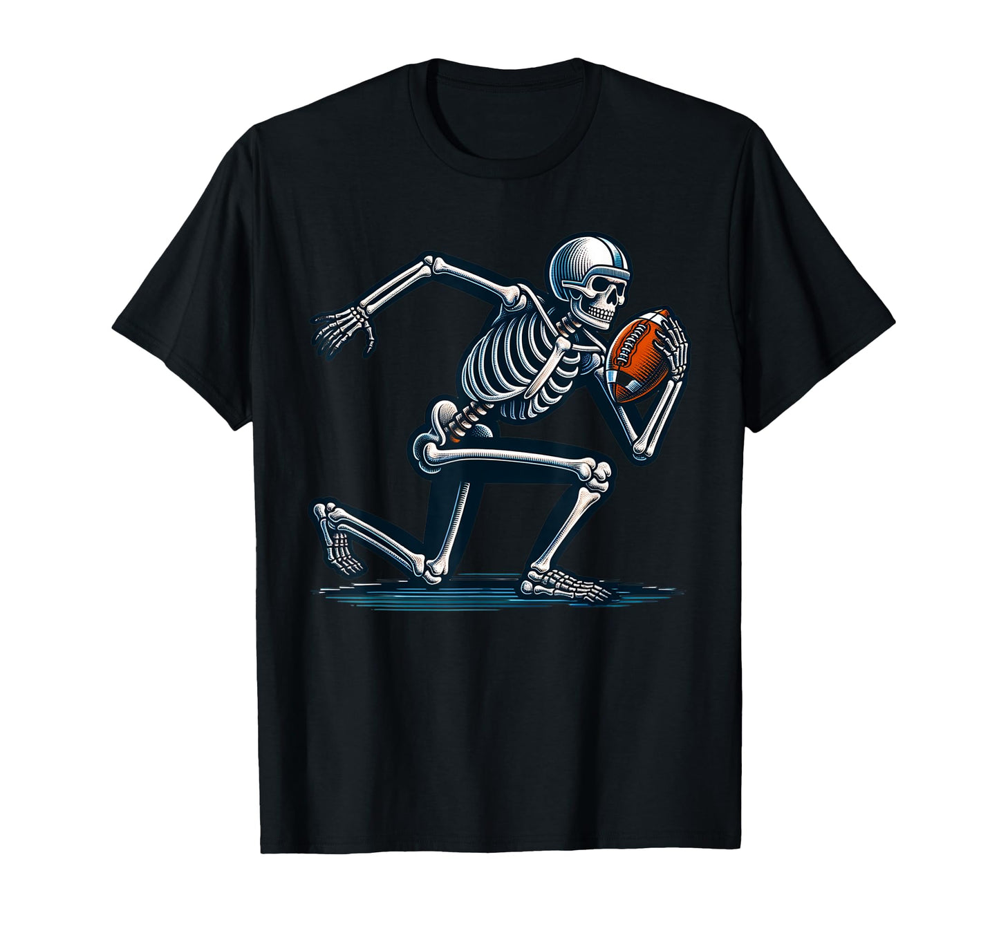 American Football Skeleton Boys Men Football Fan Halloween T-Shirt