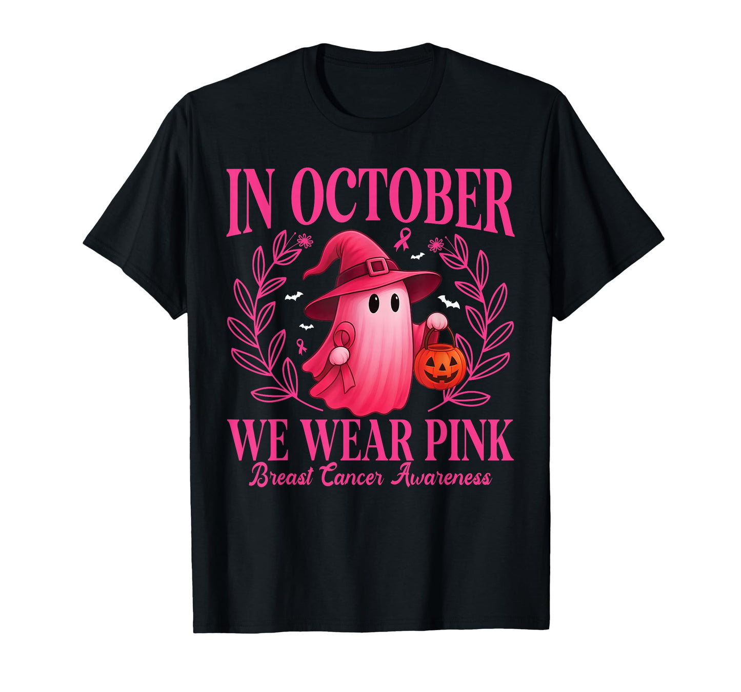 Breast Cancer Women Halloween in October We Wear Pink T-Shirt